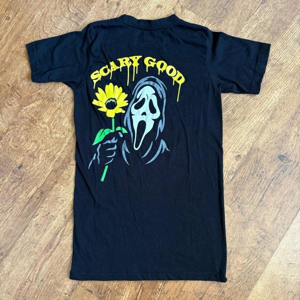 Ghost Face Scary Good Horror Graphic T-Shirt Mens Small Black Scream Y2K Skater